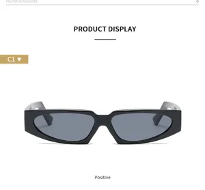 Gafas de sol triangulares estrechas Y2K de moda para hombre mujer, gafas de sol hip hop negras.