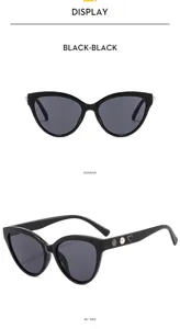 Chic black cat-eye sunglasses featuring elegant camellia, pearl, and heart temple details.