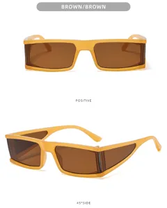 Retro punk style square frame sunglasses with brown lenses, avant-garde street fashion eyewear.