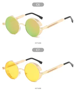 Lunettes de soleil rondes rétro avec protections latérales et verres colorés mode homme