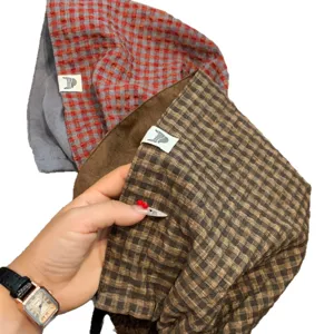 Damen vintage karo kopftuch hut sommer dünn lose beanie lässig atmungsaktiv kopfbedeckung