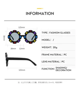Kids floral sunglasses with UV protection, cute heart decor, lightweight PC frame and lenses.