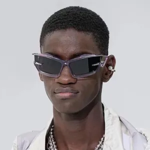 Lunettes de soleil futuristes Y2K pour homme, lunettes cyberpunk géométriques tendance.