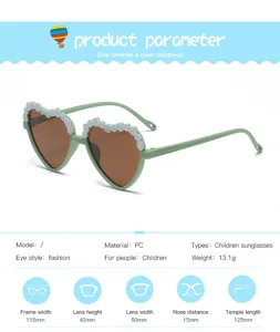 Cute children heart shaped floral sunglasses uv protection eyewear details for kids stylish