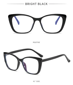 Schwarze Katzenauge Blaulichtfilter Brille Gestell, leichte TR90 optische Brille für den Alltag.