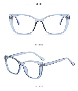 Blau transparente TR90 Katzenauge Blaulichtfilter Brille, stilvolles Gel Optikgestell.
