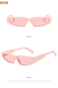 Gafas de sol estrechas rosas de moda para mujer, estilo retro chic color caramelo.