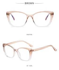 Verlauf braun TR90 Katzenaugen Blaulichtfilter Brille stilvoller klarer Brillenfassung