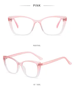 Rosa verlaufende Katzenauge Brille TR90 transparente Gläser optische Gestelle modische Brillen