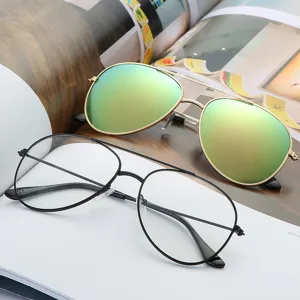 Klassische 3026 Piloten-Sonnenbrille für Damen und Herren, stilvolle grüne Spiegelgläser.