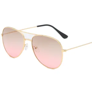 Klassische goldene Sonnenbrille mit Farbverlauf rosa Gläsern Pilotenbrille für Damen