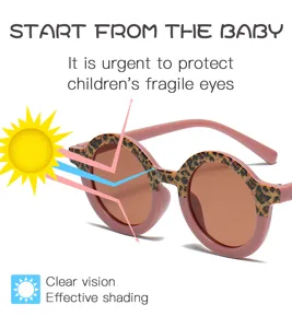 Kids sunglasses round frame jelly color anti UV fashion children sun glasses detail view