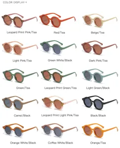 Children color matching round frame sunglasses kids fashion jelly color UV protection variants