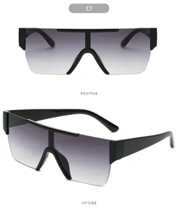 European and American fashion oversized shield sunglasses with gradient lenses for trendy wear.