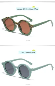 Children round sunglasses fashion jelly color UV protection cute kids eyewear shades 2pcs