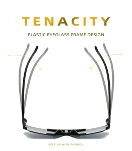 Flexible frame square sunglasses detail view, stylish polarized eyewear with elastic temples.