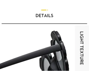 Children sunflower sunglasses detail view, cute black frame kids eyewear close up presentation.