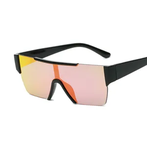 Fashion Square One Piece Sunglasses Colorful Mirror Lens Oversized Retro Sun Glasses UV400 Trendy Eyewear For Men Women