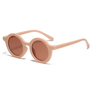 Cute round frame children sunglasses for baby boys and girls, stylish UV protection eyewear.