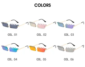 Trendy rimless flame sunglasses with 6 color options. Perfect fashion hip-hop street style eyewear.