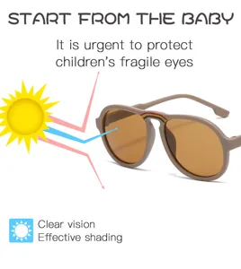 Children stylish large frame sunglasses with UV protection and cute rainbow bridge design.