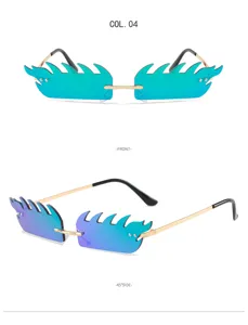 Frameless flame sunglasses with gradient lenses and metal temples for trendy street style.