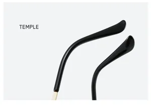 Close-up detail of sunglasses temple, modern minimalist design, smooth texture and durable build.