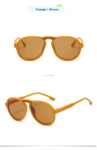 Kids sunglasses large frame cute orange brown sun glasses rainbow detail children eyewear