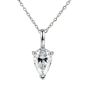 Silver pear cut moissanite pendant necklace elegant jewelry for women daily wear accessory