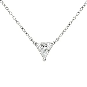 S925 Silver Trillion Cut Moissanite Triangle Pendant Necklace for Women Elegant Jewelry