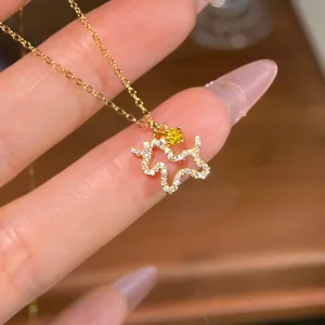 S925 silver moissanite pony pendant necklace with dainty cross chain for elegant women jewelry.