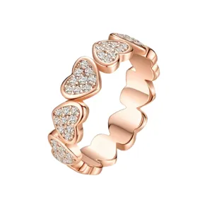 S925 Sterlingsilber Herz Pavé Ring Moissanite Glänzend Stapelbarer Modeschmuck Detail