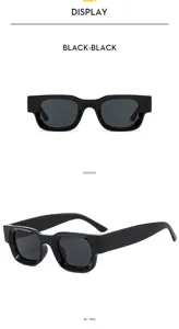 Black square sunglasses for men and women, retro punk hip-hop thick frame sun glasses.