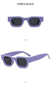 Purple black square sunglasses vintage punk hip hop retro eyewear chunky frame sun glasses