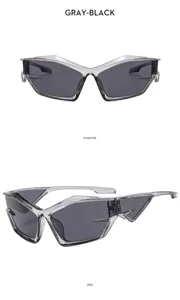 Lunettes de soleil cyberpunk futuristes Y2K avec montures géométriques uniques pour le style.