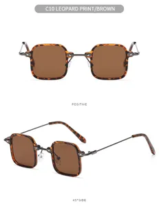 Vintage quadratische Sonnenbrille mit Leopardenmuster und braunen Gläsern für Damen.