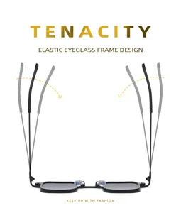 Elastische quadratische Sonnenbrille Detailansicht, trendiges schwarzes Gestell Design.