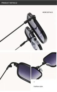 Europäische und amerikanische Mode quadratische Sonnenbrille Detailansicht mit Farbverlauf.