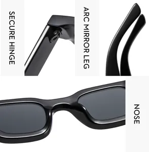 Black square sunglasses retro punk hip hop thick frame sun glasses cool detail view