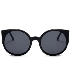 Fashion cat eye sunglasses for women, classic black frames, stylish UV protection eyewear.