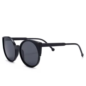 Stylish black thick frame cat-eye sunglasses for women, trendy fashion outdoor eyewear.