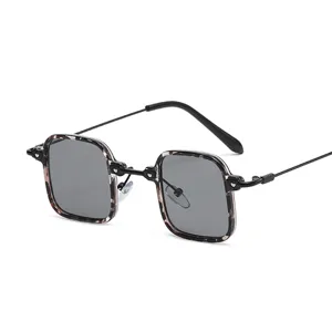 Modische quadratische Sonnenbrille für Damen und Herren, Retro Metallrahmen UV Schutz