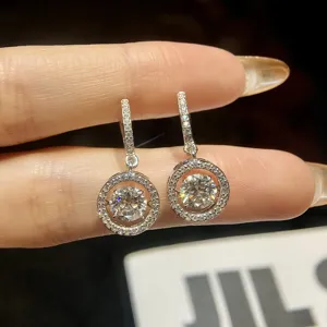 Orecchini pendenti cerchio moissanite argento S925 gioiello elegante minimalista