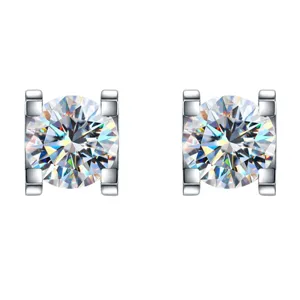 925 Sterling Silber Moissanit Ohrstecker D Farbe Rund Diamant Schliff Ohrringe Mit GRA Zertifikat Geschenkbox Für Damen Schmuck
