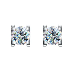 S925 Sterlingsilber D Farbe Moissanit Ohrstecker, runder funkelnder Diamant fur Damen Schmuck