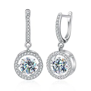 Orecchini pendenti in argento S925 con moissanite pietra che balla donna elegante design