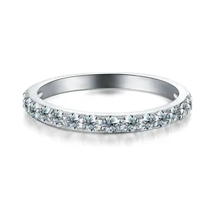 Silber Pavé Diamant Eternity Ring, Glitzernde Zirkonia Ehering Verlobungsring Damen Neu