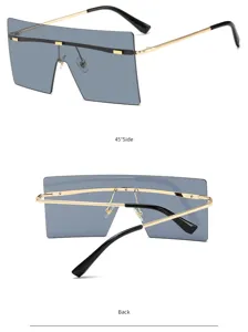 Occhiali da sole grandi e piatti da donna e uomo, elegante montatura in metallo.