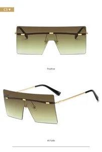 Occhiali da sole oversize con lenti sfumate e montatura in metallo, stile alla moda.