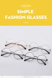 Nuevas gafas redondas grandes de metal anti luz azul moda estudiantes monturas ópticas